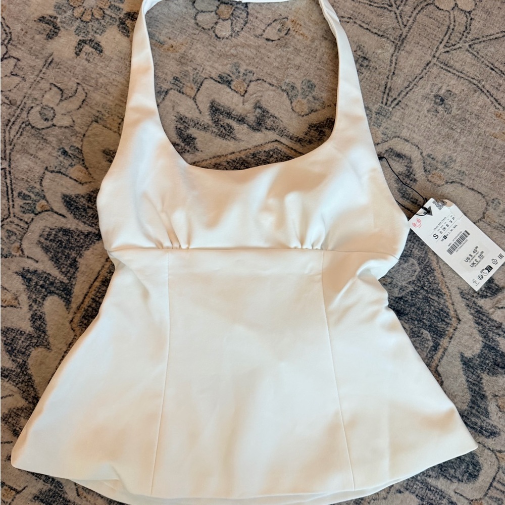 Zara Cream Halter Peplum Camisole
